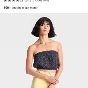 Universal Thread Black Strapless Crop Top